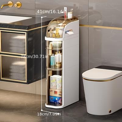 TEMU Slim Bathroom Storage Cabinet.narrow Plastic Drawers Organizer With Tissue Box And Wheels Waterproof Slit Bathroom Floor Cabinet With Handle For Small Spaces Kitchen Laundry