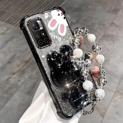 TEMU Redminote11 5g Luxury Wrist Strap Glitter Makeup Mirror Phone Holder Case On For Xiaomi 5g Anti-knock Stand Back Cover Image