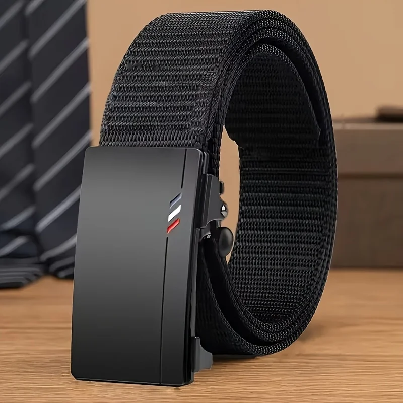 1Pcs Mode-Business herren Gürtel Echte Luxus Marke Freizeit Gürtel Automatische Schnalle Gürtel Leinwand Gürtel Mit Cargo Hosen jeans Gürtel Image