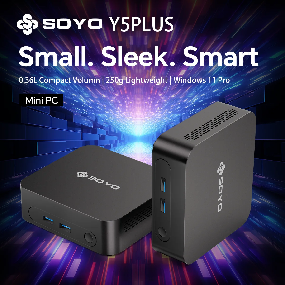 SOYO Mini-PC Y5 PLUS Intel i7 4. Generation 4600U 8 GB RAM 128 GB ROM Windows 11 Pro WiFi BT4.2 Desktop-Computer Image