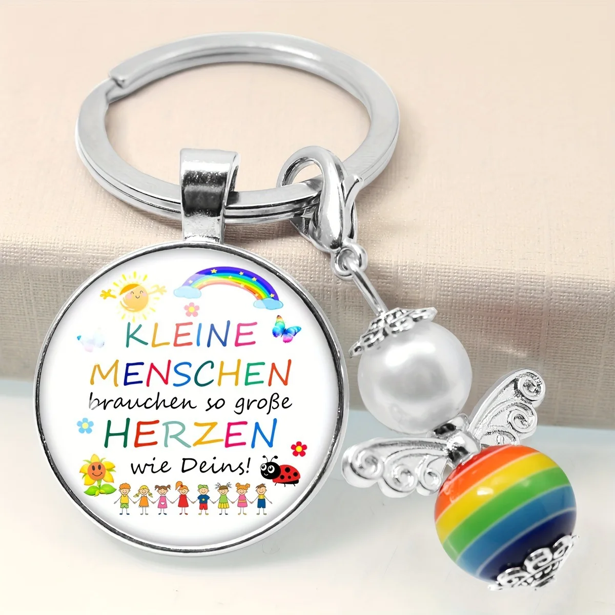 LITTLE PEOPLE Need Such Big Hearts As Your Farewell Educator Gift Childminder Kindergarten Kita Heart Saying Schlüsselanhänger Geschenk Image