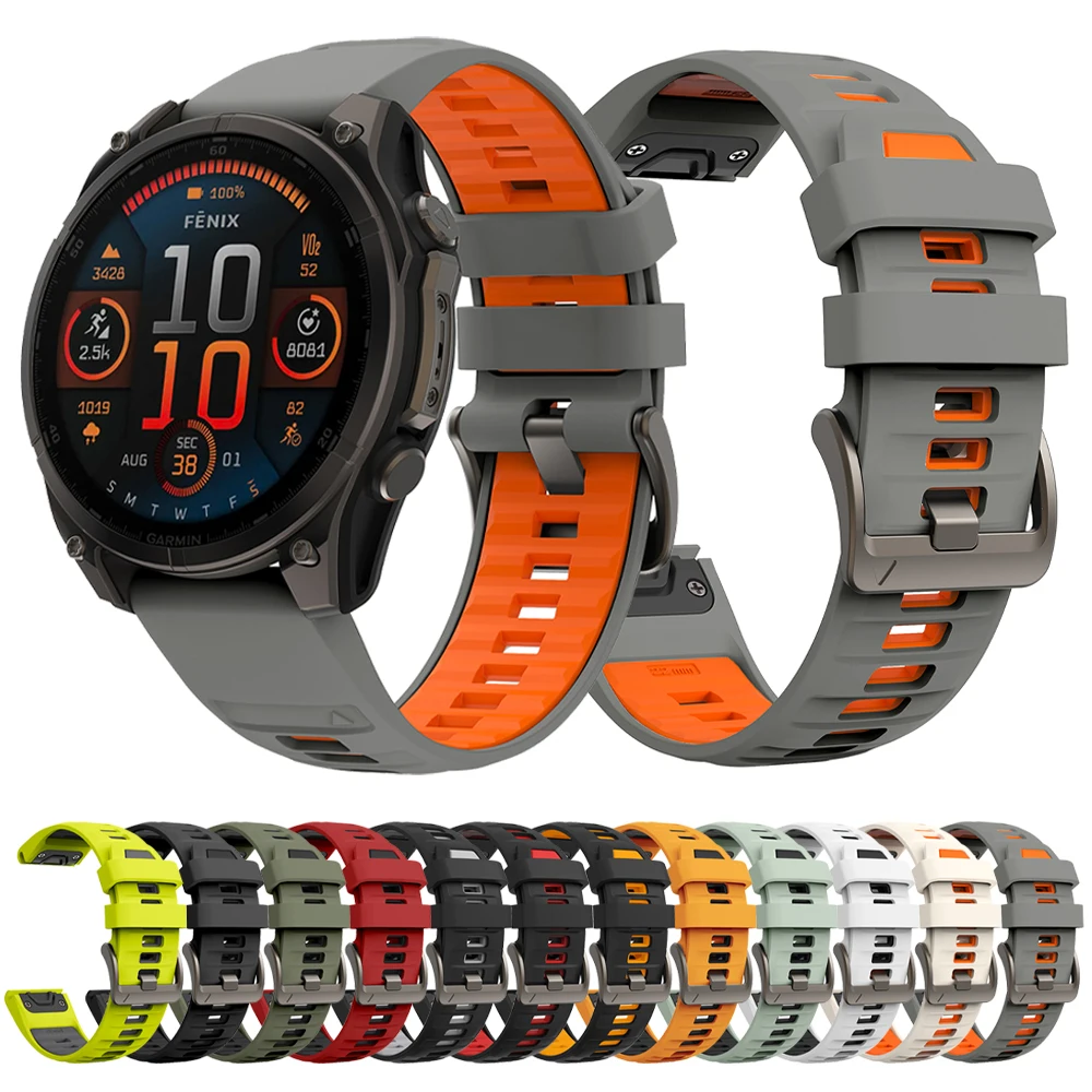 22 26 MM Silikon Armband Armband Für Garmin Fenix E 8 7 7X 6X 6 Pro 5 5X Plus Epix Pro Gen2 Enduro 3 Armband QuickFit Bracele Image