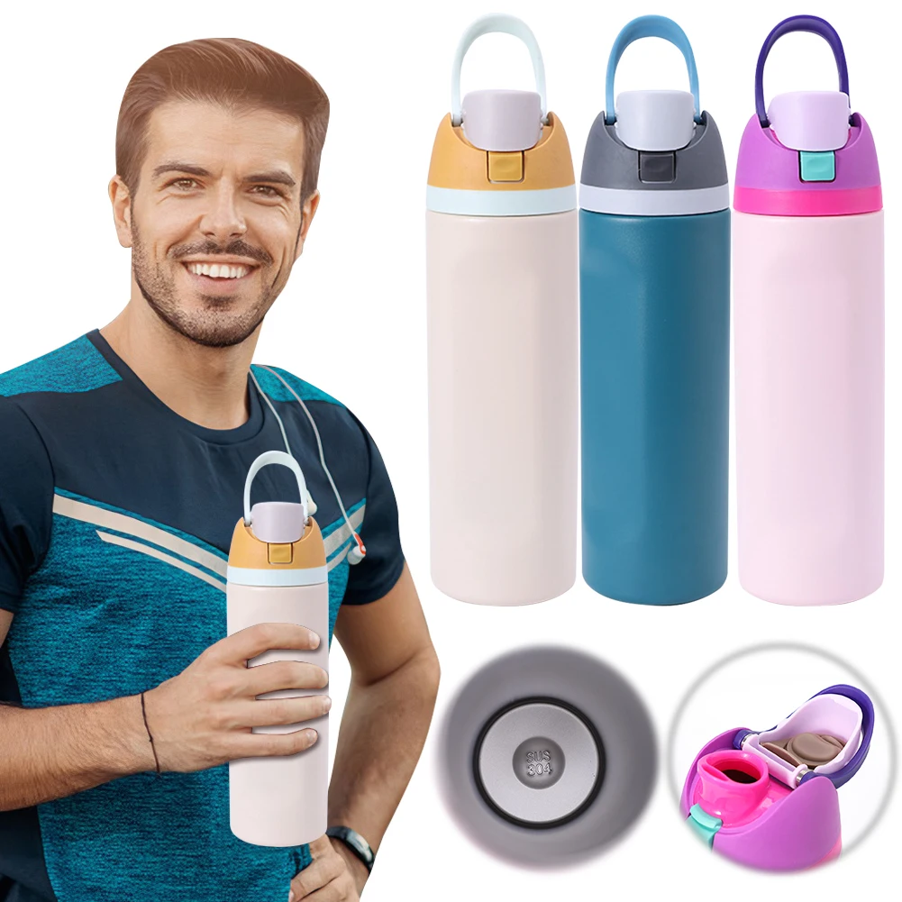 24 Unzen Stroh Vakuum isolierte Tasse Edelstahl Reise Vakuum flasche Vakuum Wärme isolierte Tasse für Outdoor-Camping-Sportarten Image
