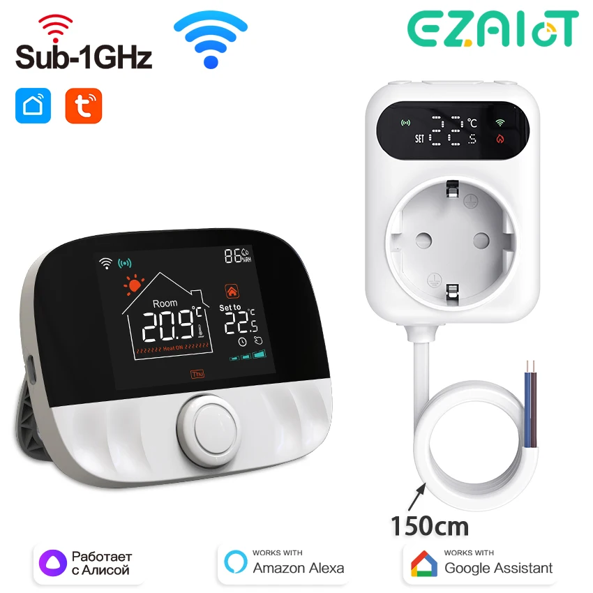 RF433 Drahtloser Thermostat WiFi Tuya Smart Temperaturregler Empfänger für Gaskessel Wasser Fußbodenheizung Stimme Alexa Google Image