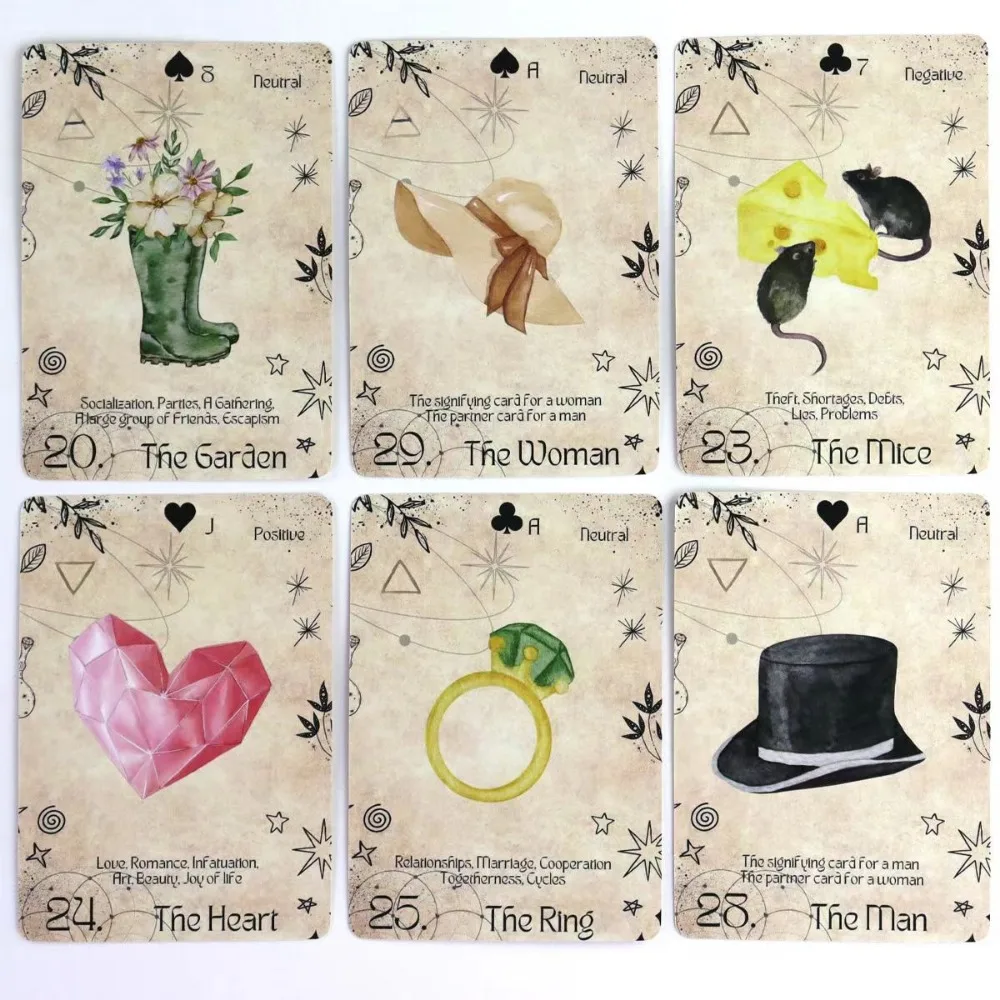 10,4 * 7,3 cm Mystic Moon Lenormand Oracle: Ein vollständiges Deck mit 36 Karten mit Schlüsselwörtern und Ja/keine Anzeige für spirituelle Wahrsagerei Image