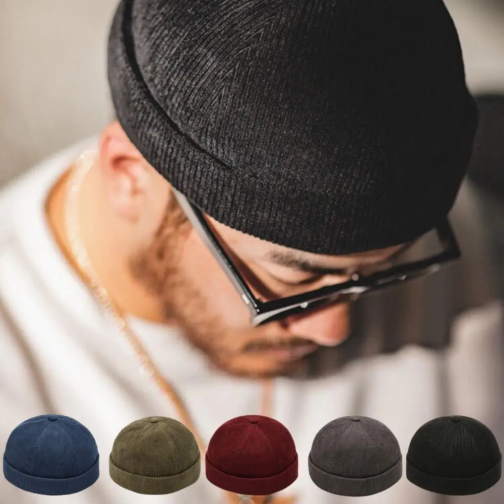 Cappello a cuffia a cupola retrò per uomo e donna Cappelli senza tesa Skullcap Docker Berretto in cotone novità tinta unita regolabile Cofano da uomo