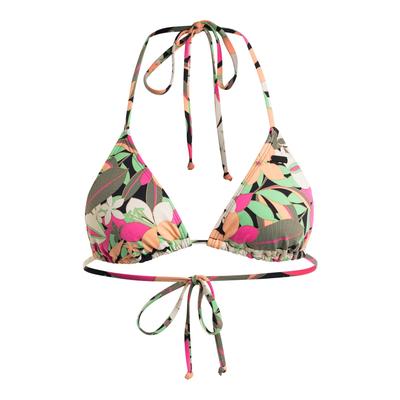 Triangel-Bikini-Top ROXY "Printed Beach Classics", Damen, Gr. S, Cup B, anthrazit palm song s, 87% Nylon, 13% Elasthan, Bikini-Oberteile Image