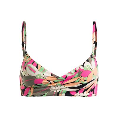 Bandeau-Bikini-Top ROXY "Printed Beach Classics", Damen, Gr. XS, Cup B, anthrazit palm song s, 87% Nylon, 13% Elasthan, Bikini-Oberteile Image