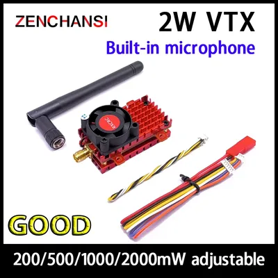 Over 20Km Range 5.8Ghz 2W FPV Wireless Transmitter Video AV Audio Sender Built-in Microphone Heat