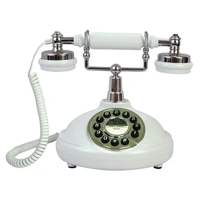 Retro Corded Landline Phone White Classic Vintage Old Fashion Telephone for Home & Office, Wired