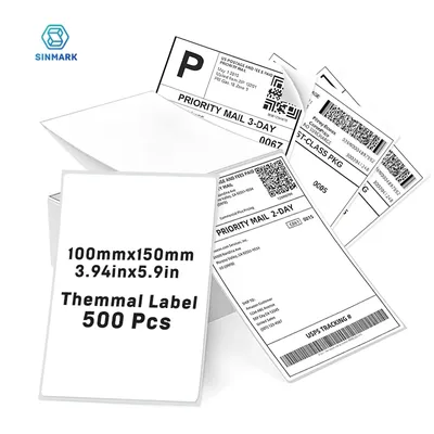 4x6 Inch Direct Thermal Labels 500 Labels Per stacked -Strong Adhesive Labels Resistant to Water &
