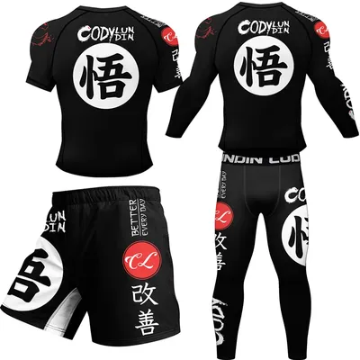 Kimono Jiu Jitsu Mma T-shirt+Pant Rashguard For Men 4Pcs/Suits Muay thai MMA Shorts Bjj Gi Rash
