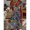 Robe Mini Femme Robe Décontractée Élégante Tropicale Hawaïenne Quotidienne Ajustement Régulier Impression 3D Graphique Floral Manches Courtes Col Ronde Noir Blanc Rose Bleu Été