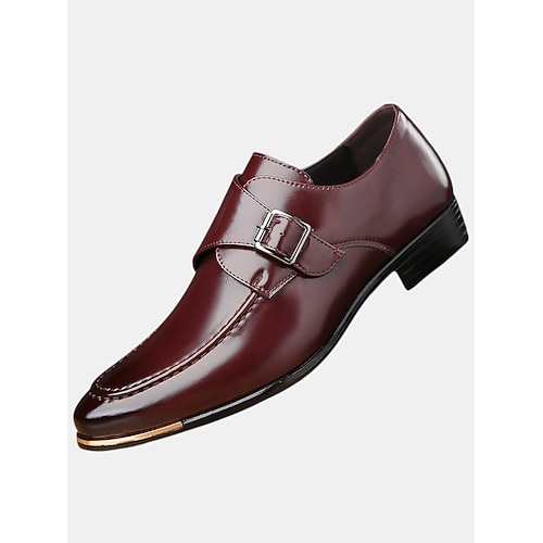 Herren-Monkstrapschuhe aus hellbraunem Kunstleder mit Schnallendetail, elegantes, formelles Schuhwerk für das Business und besondere Anlässe Image