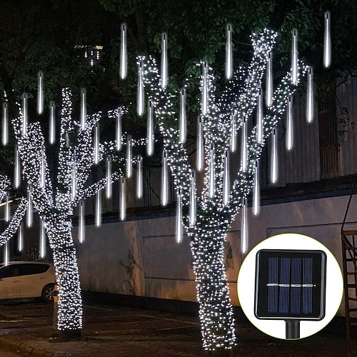 3M Lichterketten Weihnachts-Meteorschauer-Lichter LEDs 2835 SMD 1 Set Warmweiß Weiß Blau Meteorschauer-Lichter Solar Draussen Urlaub 12 V Image