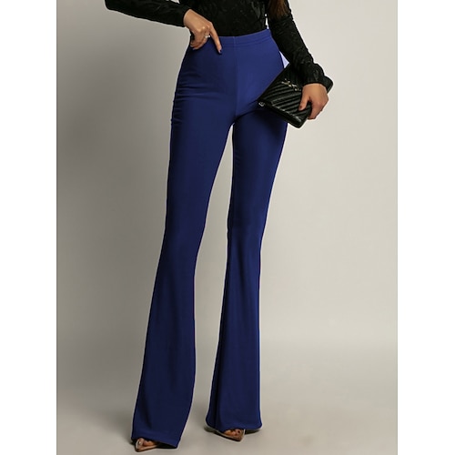 Damen Asiatische Größe Zigaretten Schlaghose Strumpfhosen Volle Länge Moderner Stil Basic Weich Mikroelastisch Alltagstauglich Weinrot Schwarz 4 # Blau Frühling Sommer Normale Passform Image