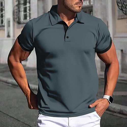 Herren Einfarbig Polo Kurzarm Polo-Shirts Hemden mit Kragen Business-Casual Schule Outdoor Alltagskleidung Hauskleidung 3D-Druck Sommer Rote Himmelblau Dunkelblau Image