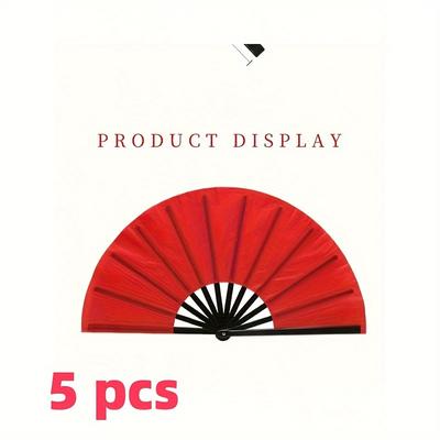 TEMU 5 Pcs Traditional Chinese Tai Chi Folding Fans - Fabric Handheld Decorative Fan For Martial Arts, Festivals, Party Decorations, Wedding Favors, Performance Accessory With Elegant Artwork Style