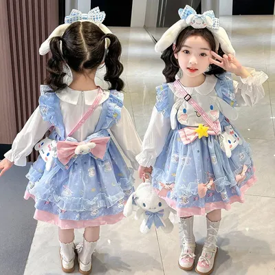 My Melody Cinnamoroll Cinnamoroll Kleid periphere neue Lolita Cos Puffy Rock Mädchen Kleid Herbst Kinder Anzug Halloween Kostüm Image