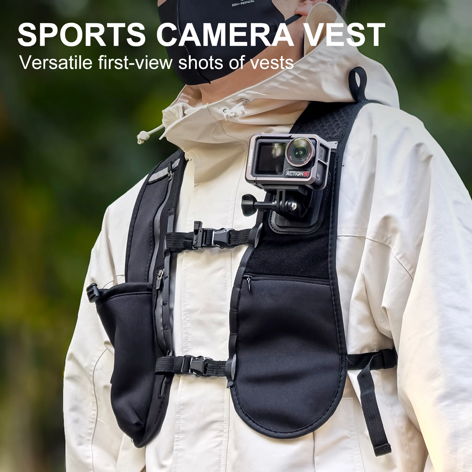 Brusthalterungsgurt für Action-Kameras, Rucksack-Schultergurthalterung für GoPro Hero 13 12, verstellbare Laufweste mit zwei Krallen Image