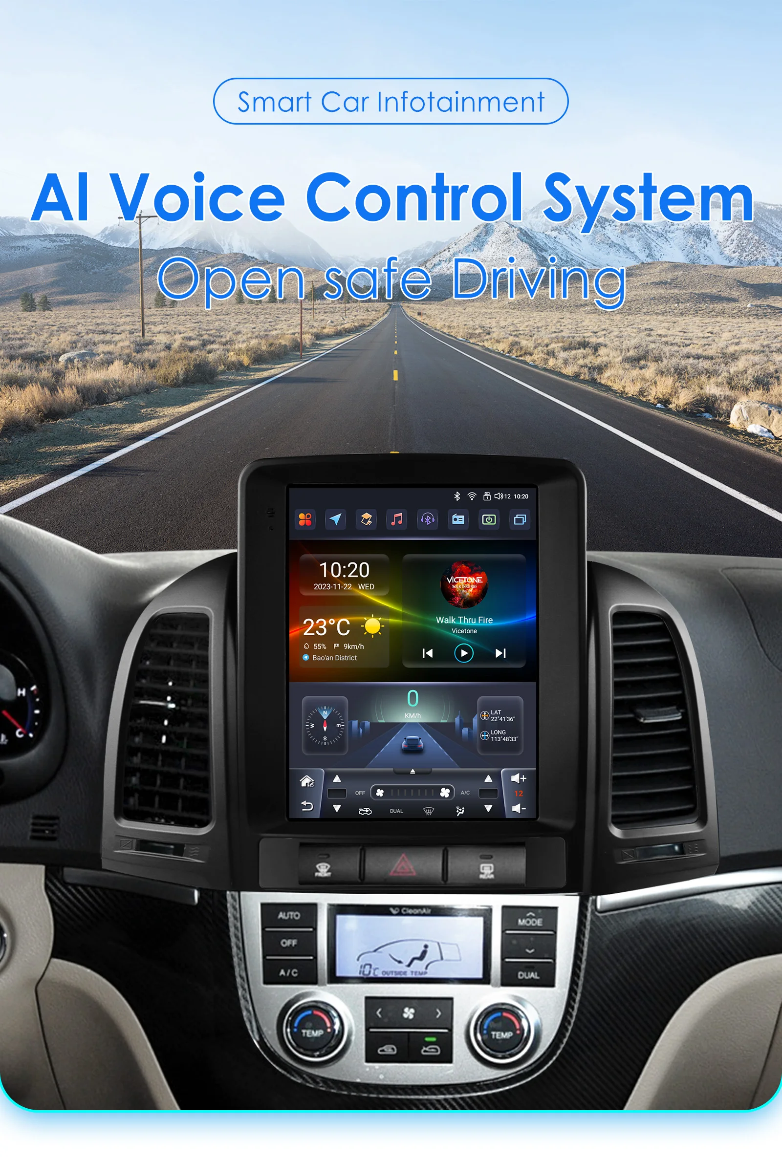 9,7 "7862 Android 14 auto Auto radio für Hyundai Santa Fe 2 2006-2012 Carplay Auto intelligente systeme 4G multimedia GPS Stereo BT Image