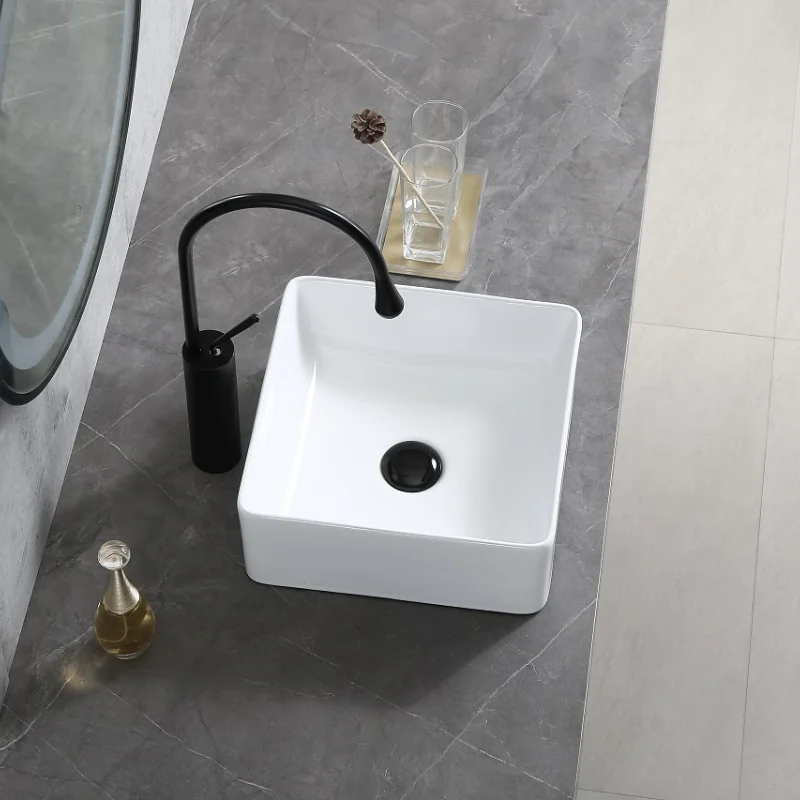 Weiße Waschbecken Licht Luxus Bad Armaturen quadratisches Waschbecken nach Hause runde Küchen spüle Toilette Waschbecken