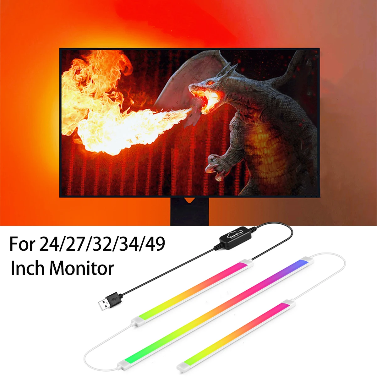 Monitor Ambilight Lichter PC Display Gamer Ambient RGBIC Streifen Desktop-Computer Bildschirm LED-Hintergrundbeleuchtung 5V USB Software Steuerung Image