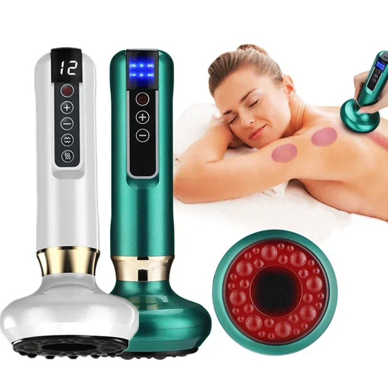 Tricolor Elektrisches Massagegerät GuaSha Anti Cellulite Vakuum Saugnapf Schönheit Gesundheit Schaben Infrarot Wärme Abnehmen Massage Thera Image