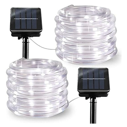 luce solare esterna della stringa 2pcs 1pcs tubo della corda ha condotto la lampada solare 12m 100 luci della stringa dei led vacanza fata all'aperto festa di natale luce del giardino solare luce