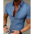 Per uomo Camicia Camicia Estiva Camicia casual Camicia da Spiaggia Camicia con Bottoni Nero Bianco Rosso Blu Verde Manica Corta Geometrico Rombi Bavero Vacanza Camicia hawaiana Bottoni Abbigliamento