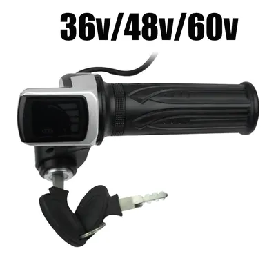 36V/48V/60V Electric Scooter Throttle Grip With Key Lock Power Indicator Speed Control Handlebar