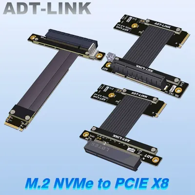ADT-Link 4.0 M.2 M-key NGFF NVMe To PCI Express 3.0 4.0 X8 Riser Extender SATA Cable for PCIe 8x LAN
