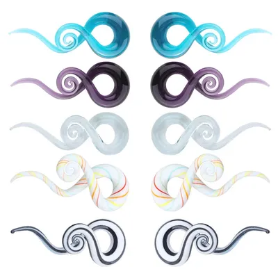 1 Pair New Style Glass Hand Made Ear Spiral Taper Plugs Earring 5 Colors Gauges Expander Stretcher