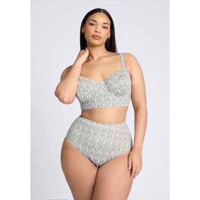 Plus Size Women's High Waisted Bikini Bottom by ELOQUII in Black White (Size 14)