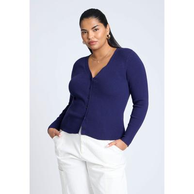 Plus Size Women's Fitted Cardigan by ELOQUII Elements in Seaborne (Size 26/28)