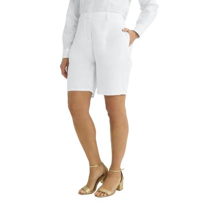 Plus Size Women's Tailored Linen Short by Jessica London in White (Size 20 W)