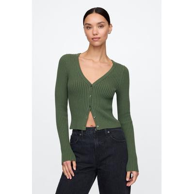 Gap Womens Green Cropped Plaited Rib Cardigan - Green