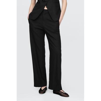 Gap Womens Black Straight Leg Heavyweight Linen-Blend Trousers - Black
