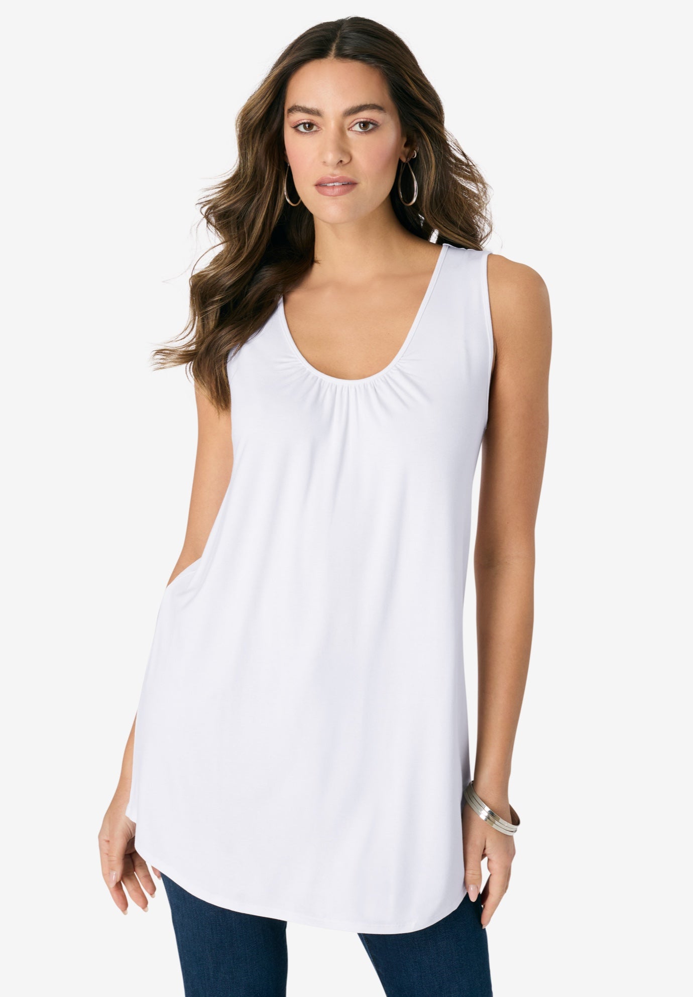 Plus Size Women's Ultra Drape Tank Top by Roaman's in White (Size 26/28)