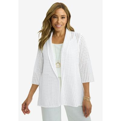 Plus Size Women's Crochet Cardigan by Jessica London in White (Size S) Sweater