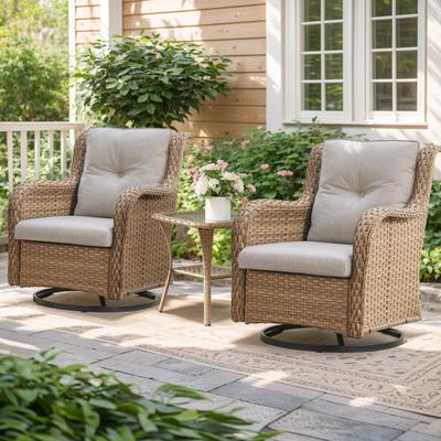 Outside Swivel Chairs with Cofee Table Yellow-Beige - Yellow