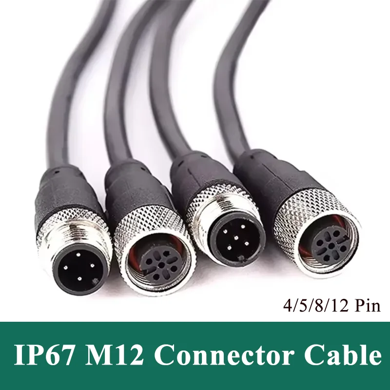 Waterproof M12 4Pin 5pin 8pin 12pin Connector with Wire Male Female Aviation Plug PVC PUR Shield Sensor Extension Cable 1M 5M Image