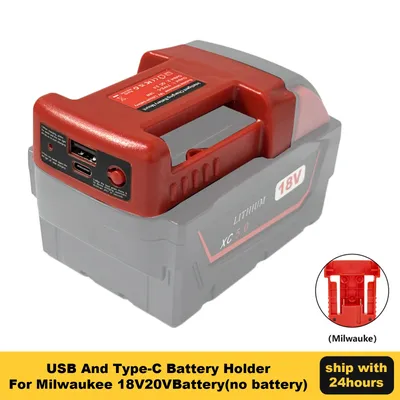 Battery Adapter for Milwaukee 18V Battery Adaptor with USB Charger & Type-C PD Power Source Charger for Milwaukee 18V Battery