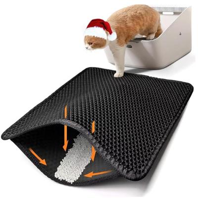 TEMU 1pc Cat Litter Mat, Double-layer Honeycomb Design, , Non-slip, Washable, And Easy To Clean - Protective Pad For Cat Litter Box, Toilet, Bathroom, Feeding Area - Ideal For Cats And Small Pets