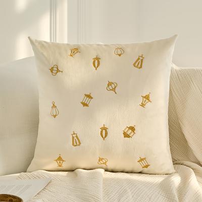 TEMU 1pc Ramadan Velvet Embroidery Pillowcase With And Star Lanterns, Bohemian Style, Suitable For Living Room Sofa Bedroom Decoration