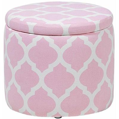 Sitzhocker Rosa Weiß Baumwolle Stoff 30 cm Modern Rund Trendy Elegant Praktisch Stauraum Wohnzimmer Image