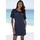 Sleepshirt VIVANCE DREAMS, Damen, Gr. 36/38, N-Gr, blau (dunkelblau), Single Jersey, Obermaterial: 60% Baumwolle, 40% Polyester, unifarben, bedruckt, feminin, bequem ca. Mitte Oberschenkel, Rundhals, Kurzarm abgesteppt, Kleider, mit schönem Frontprint