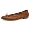 Ballerina TAMARIS, Damen, Gr. 40 (6,5), braun (braun, strukturiert), Leder, klassisch, Schuhe, Businessschuh, Halbschuh, Schlupfschuh mit hübscher Zierschleife