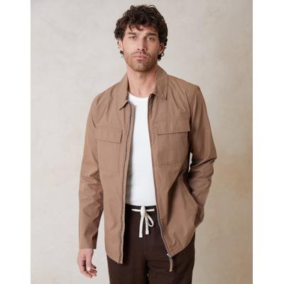 Dark Stone Cotton Poplin Collared Jacket
