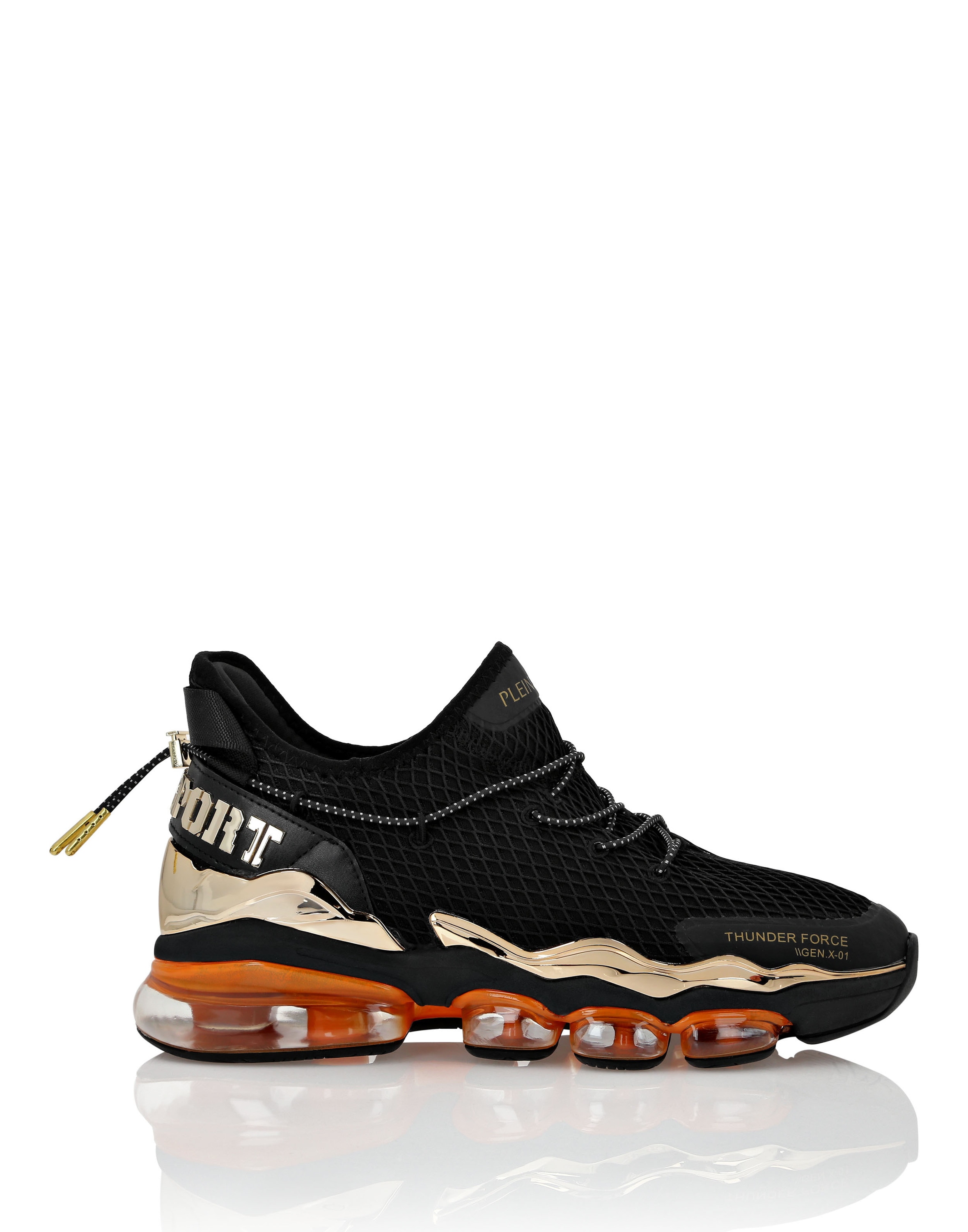 Sneaker PLEIN SPORT "Runner Sneaker", Gr. 42, Normalschaft, orange (0286, schwarz, orangefluo), Schuhe